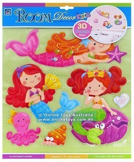 Room Decor - 3D Foam Stickers - Mermaids