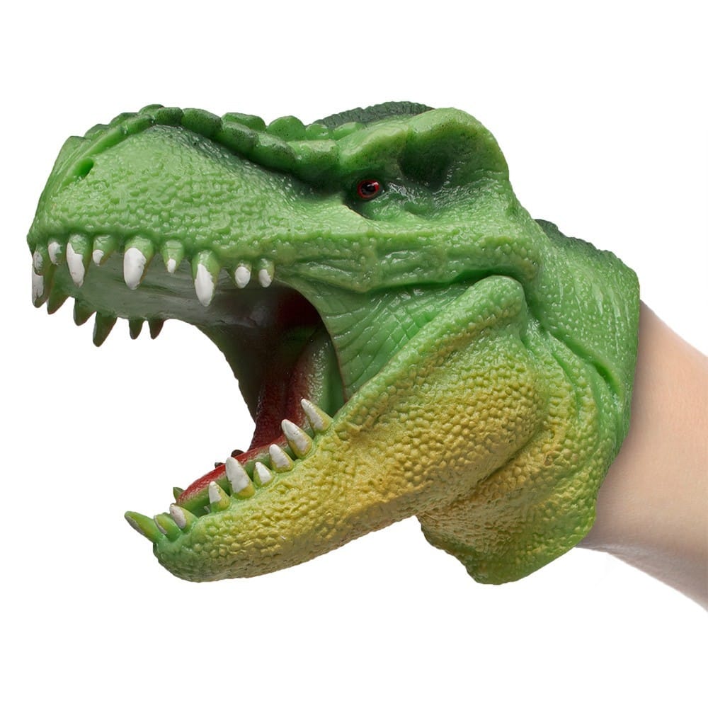 Rubber Dinosaur Hand Puppet - Green