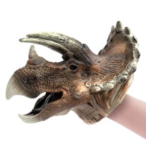 Rubber Dinosaur Hand Puppet - Triceratops