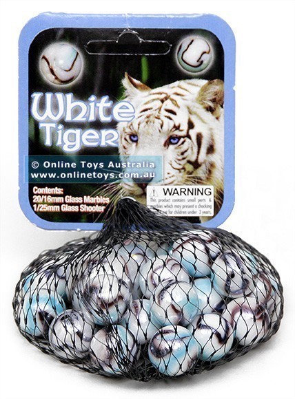 Sharp Shooter - 16mm Themed Marbles - White Tiger