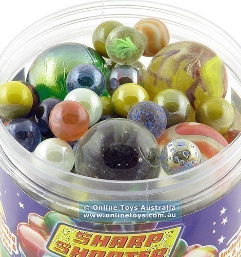 Sharp Shooter Marbles 16mm and 35mm Canister