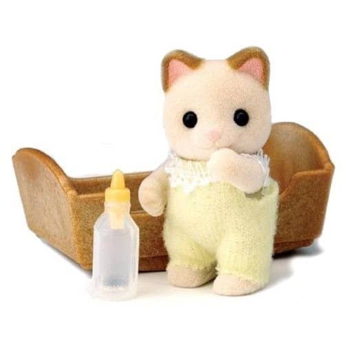 Sylvanian Families - Cream Cat Baby with Crib SF4141