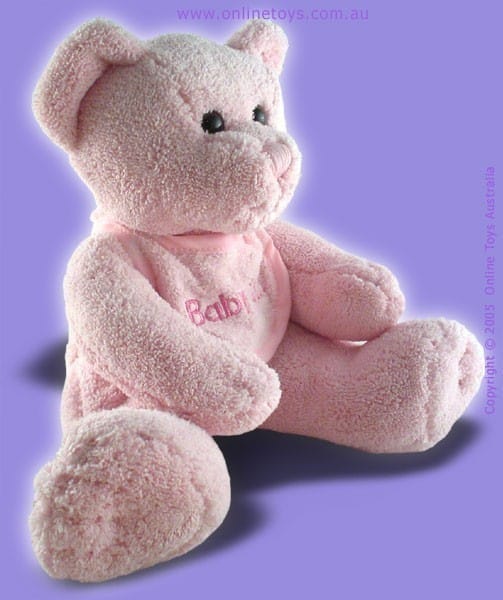 Teddy Bear with Baby Girl Bib - Side View