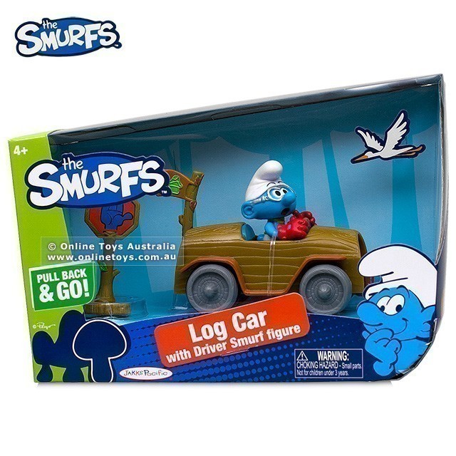 The Smurfs - Pull Back & Go - Log Car with Driver Smurf Figure
