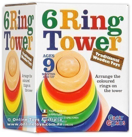 Traditional Wooden Toys - 6 Ring Tower