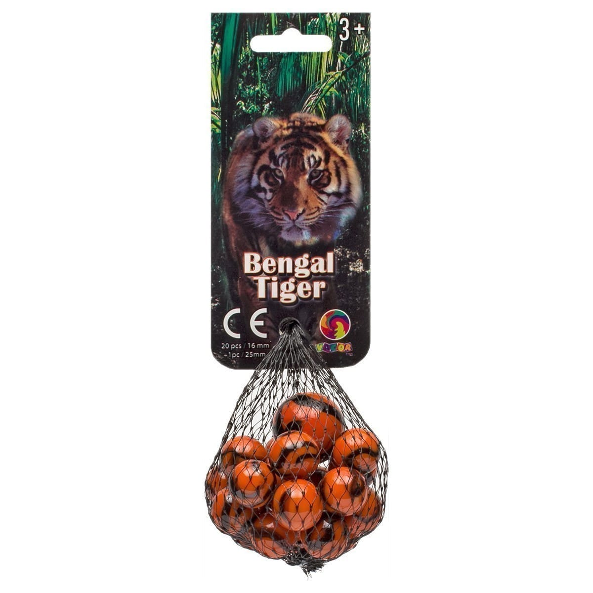 Vacor 16mm Glass Marbles - Animal KIngdom Collection - Bengal Tiger
