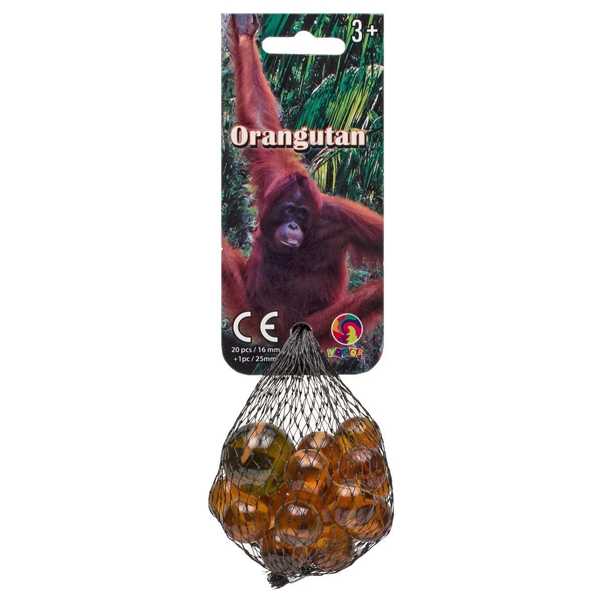 Vacor 16mm Glass Marbles - Animal KIngdom Collection - Orangutan