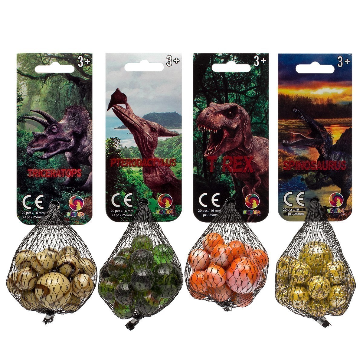 Vacor 16mm Glass Marbles - Dinosaurs Collection