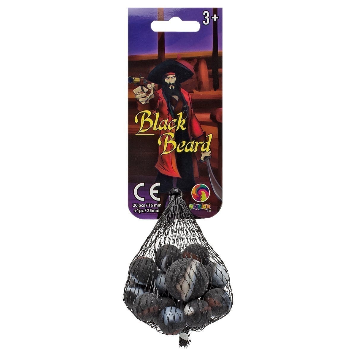 Vacor 16mm Glass Marbles - Pirates Collection - Black Beard