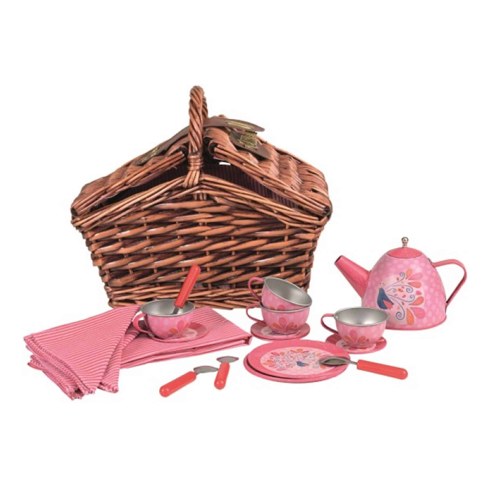 Egmont - Tin Tea Set In A Basket - Peacock