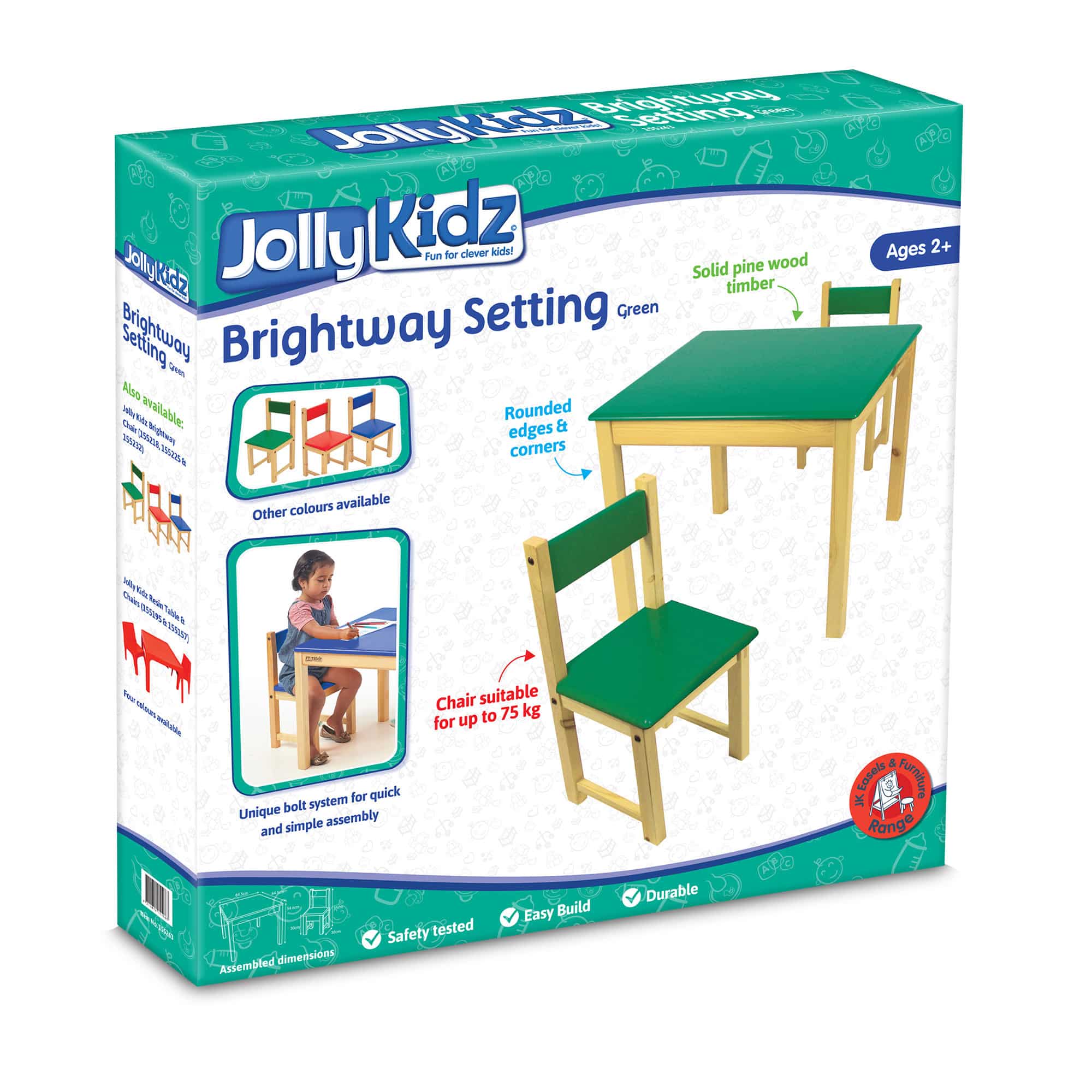 Jolly Kidz - Table And Chairs - Brightway Setting- Green