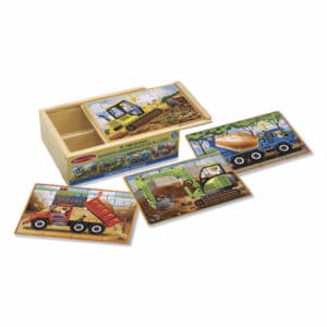 Melissa and Doug - 4-in-1 Wooden Jigsaw Puzzles in a Box - Construction