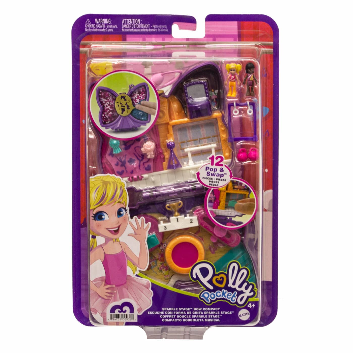 Polly pocket sparkle stage bow compact