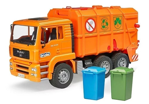 Orange Bruder MAN Rear Loading Garbage Truck from Online Toys Australia