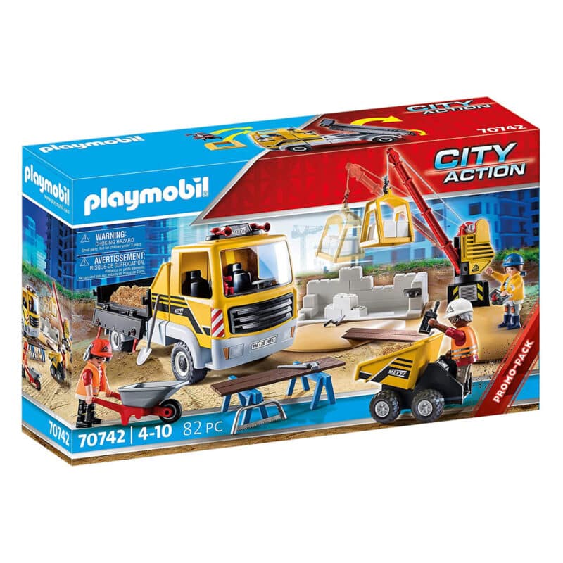 Playmobil - City Action Construction Site with Flatbed 70742