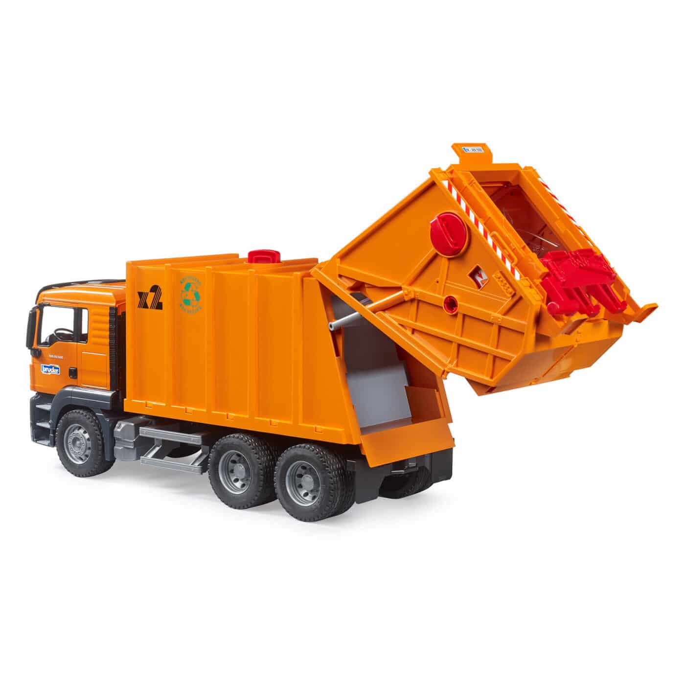 Bruder - 116 MAN TGS Rear Loading Garbage Truck Orange New 2023-4