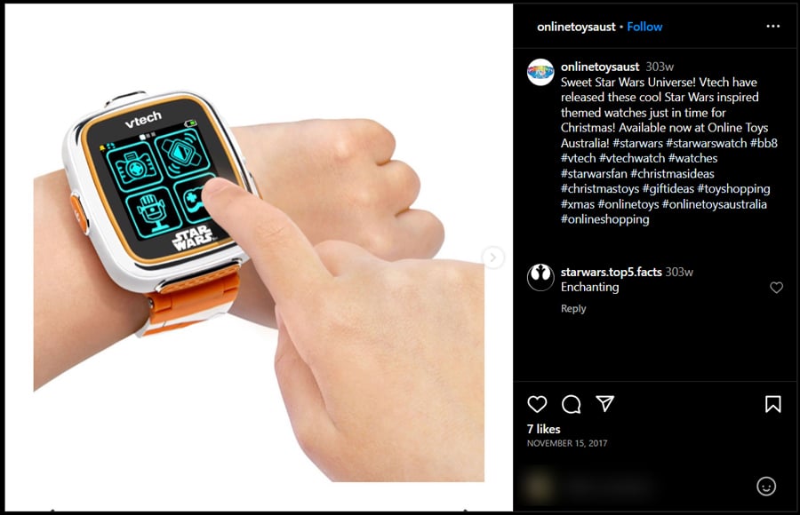 V-Tech Watch Instagram post by Online Toys
