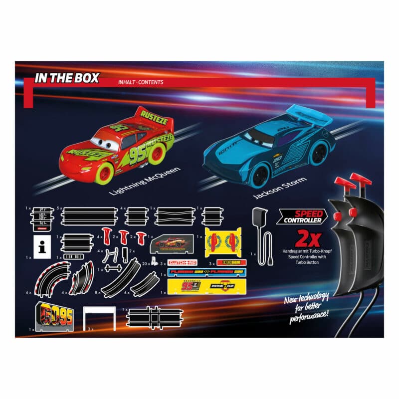 Carrera GO - Disney Pixar Cars Glow Racers Slot Car set-package content