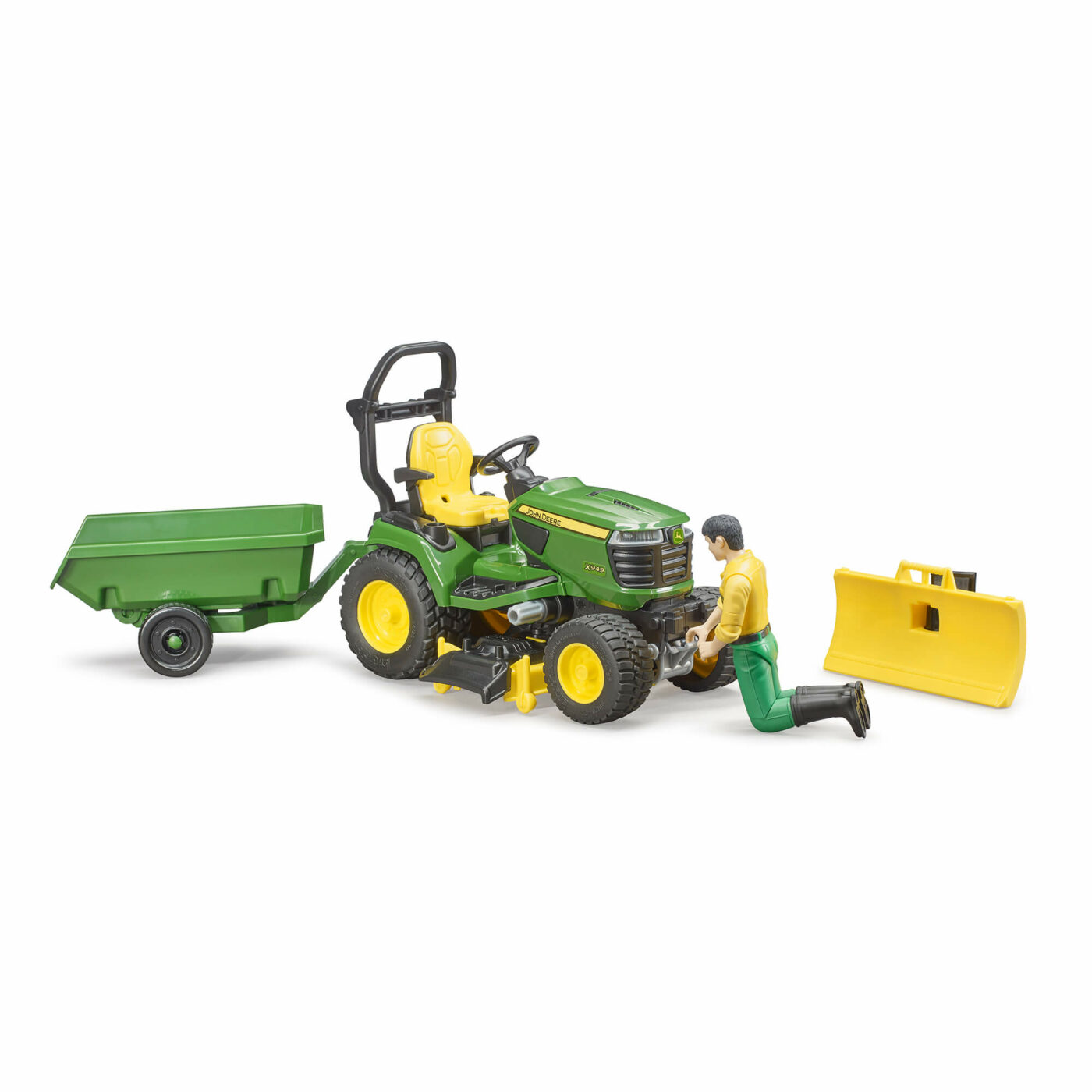 Bruder - bworld John Deere lawn tractor with trailer-5