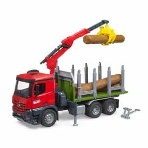 Bruder - Mercedes Timber truck with loading crane, grabber and 3 trunks