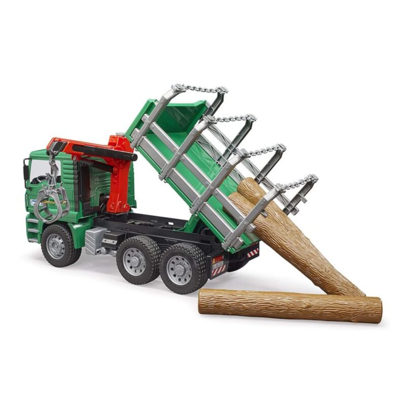 Bruder-MAN-Timber-truck-with-loading-crane-unloading