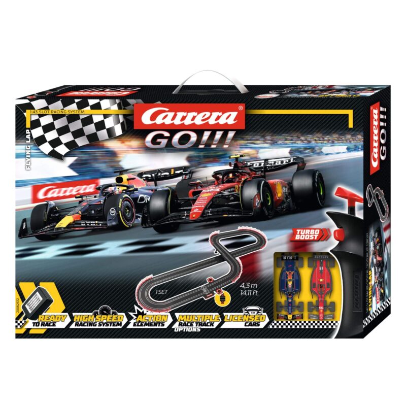 Carrera GO - 1:43 Flying Lap Slot Car Set – F1 Ferrari vs Red Bull-box