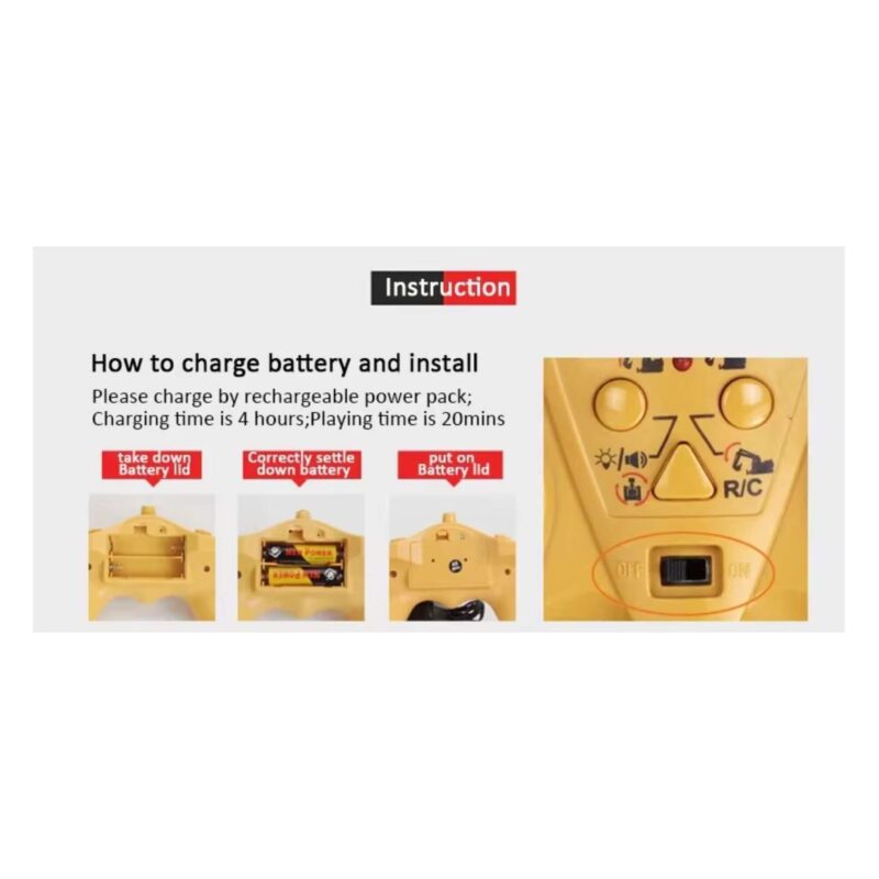 Huina 1572 RC Crawler Crane battery instruction