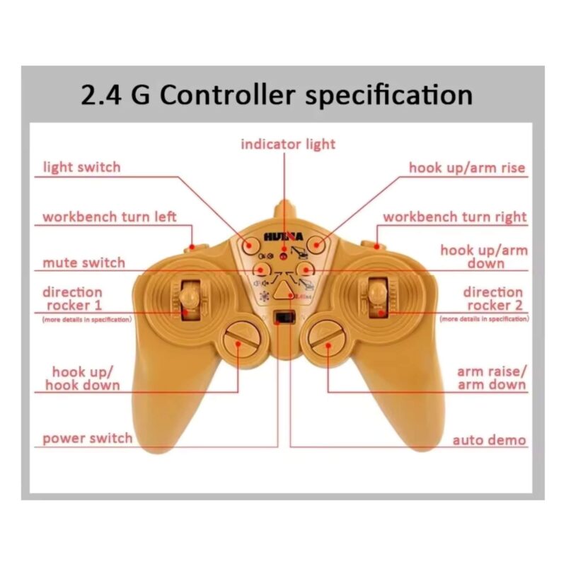 Huina 1572 RC Crawler Crane remote control functions