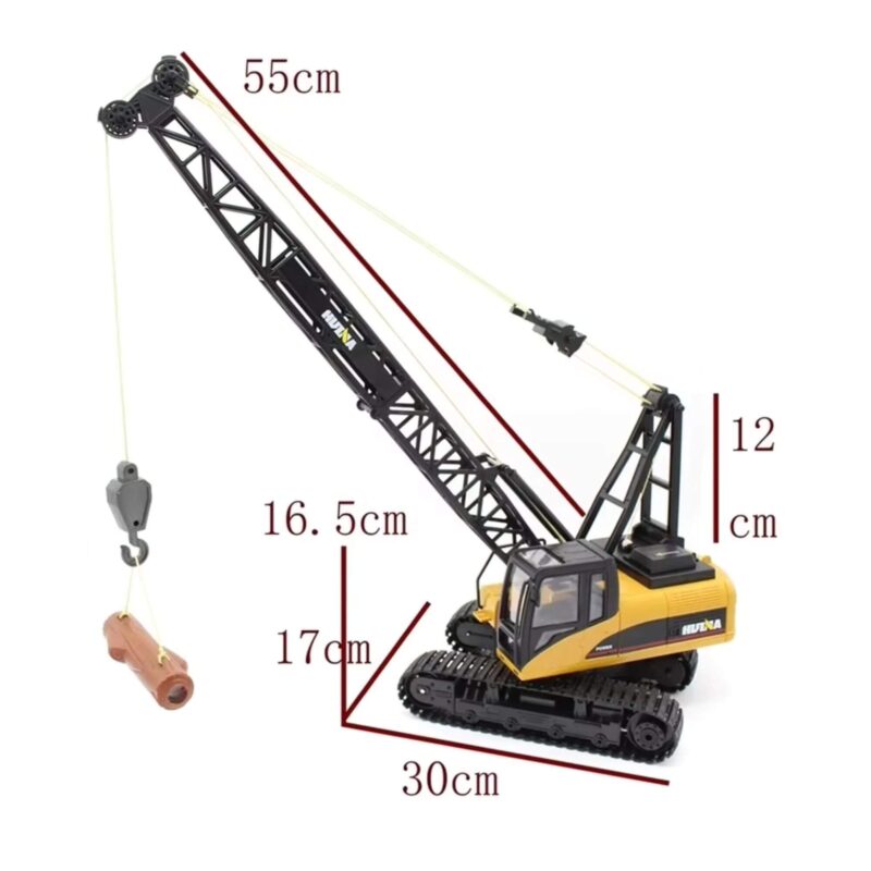 Huina 1572 RC Crawler Crane showing the dimension of the crane