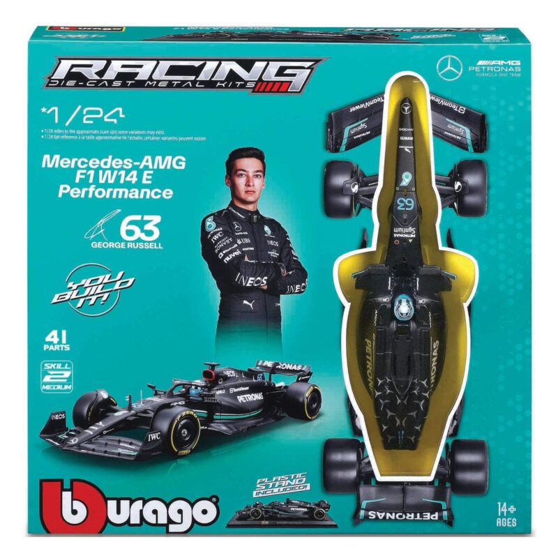 Bburago-124-F1-2023-Racing-Model-kit-Mercedes-AMG-W1463-Russel-with-Helmet-box