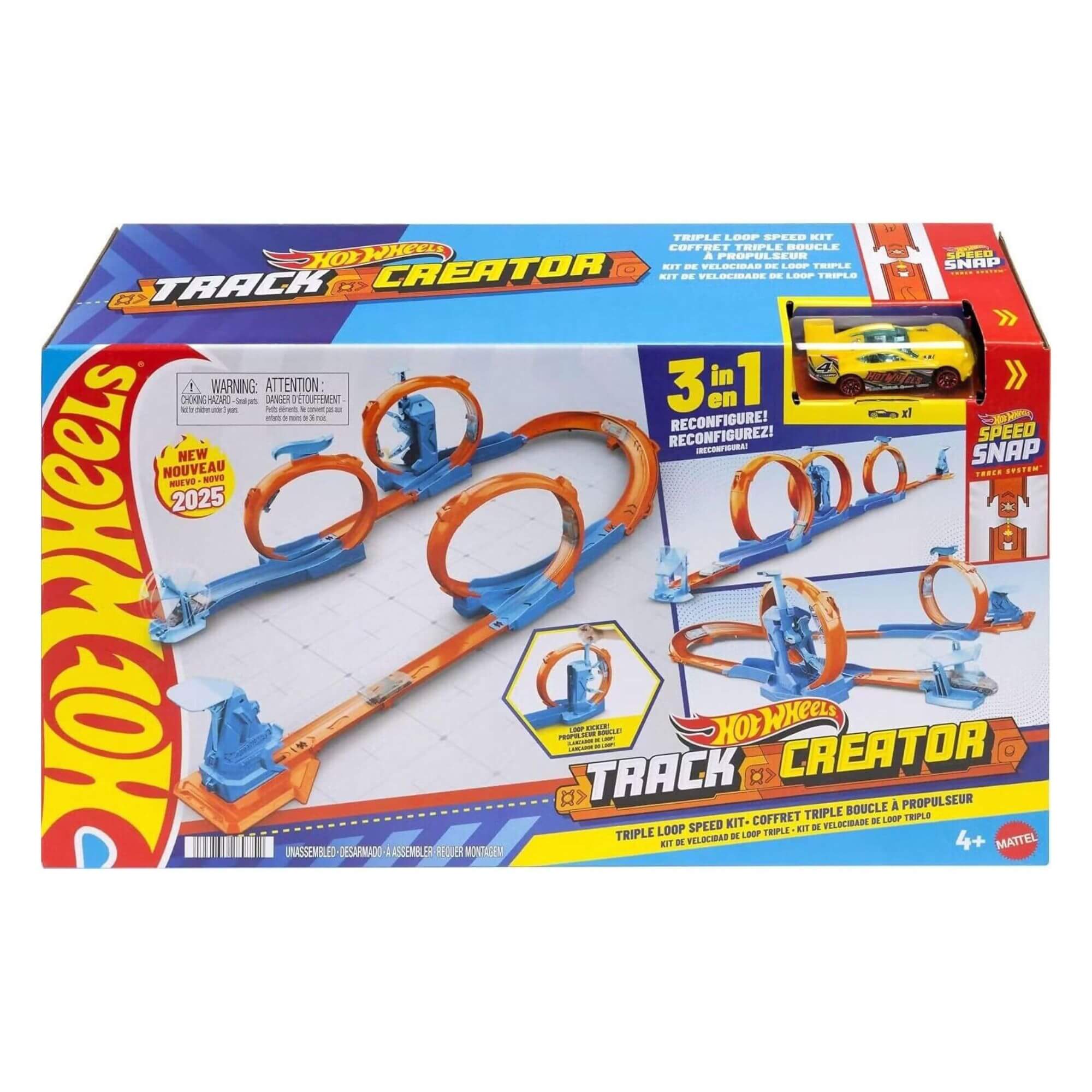 Hot Wheels 3-in-1 Triple Loop Speed Track Set 2025 Stunt Kit