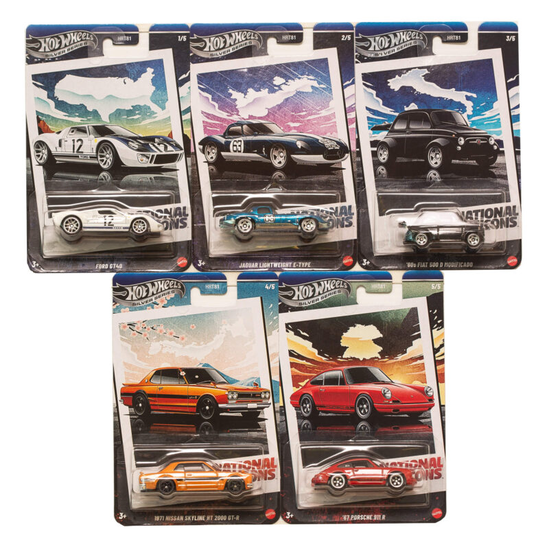 Hot Wheels Silver Series Set of 5 HRT81-956G – 2025 die-cast cars in original packaging