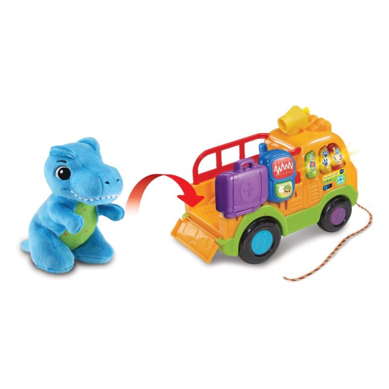 VTech Baby Dino Rescue Truck toy the dino is jumping in the truck