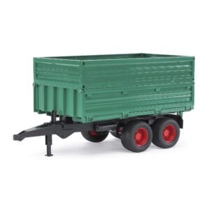 Standalone Bruder 02010 Tandem Axle Tipping Trailer with stabiliser leg extended.