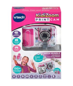 VTech KidiZoom PrintCam Pink packaging with camera and accessories