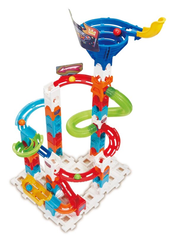 VTech Marble Rush Play Zone compact build with green funnel and red curved tracks