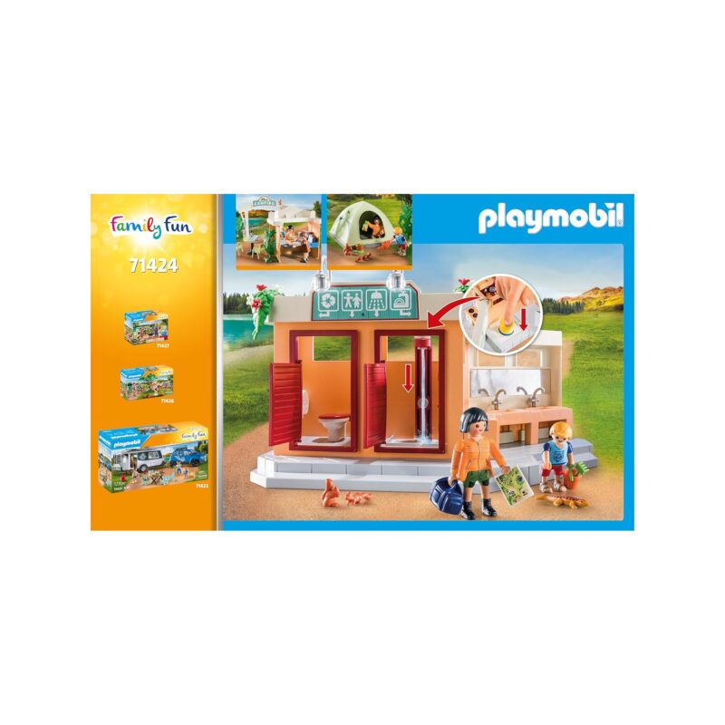 Playmobil Camping Site 71424 shower feature with water flow.
