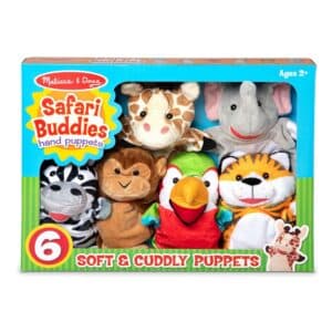 Melissa & Doug Safari Buddies Hand Puppets – 6 soft and cuddly animal puppets in gift box, perfect for ages 2+