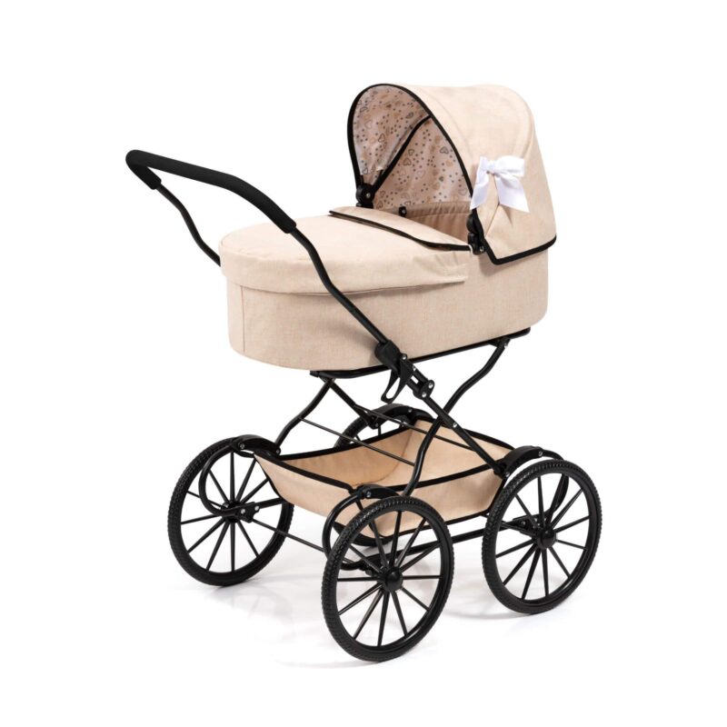 Bayer Design Doll Pram Classic beige with open hood and floral interior lining