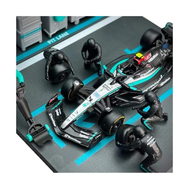 Closeup of Russell #63 Mercedes F1 car