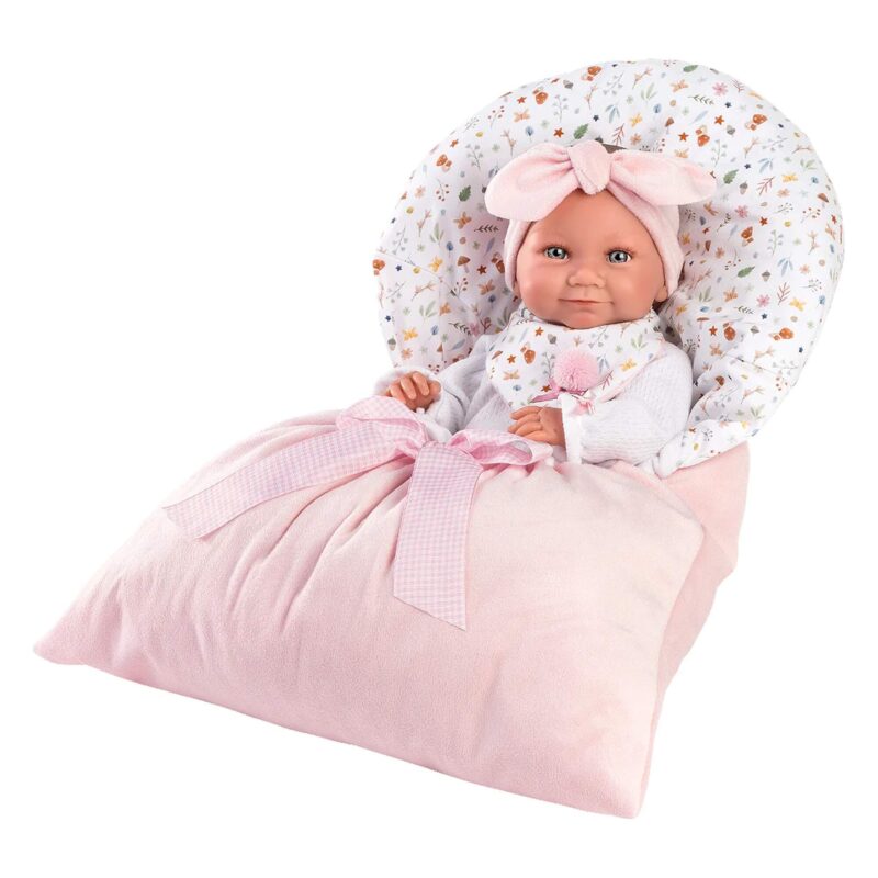 Llorens Baby Doll Tina 40 cm in pink sleeping bag