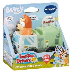 → VTech Toot-Toot Drivers Bluey Bingo Garbage Truck in retail packaging