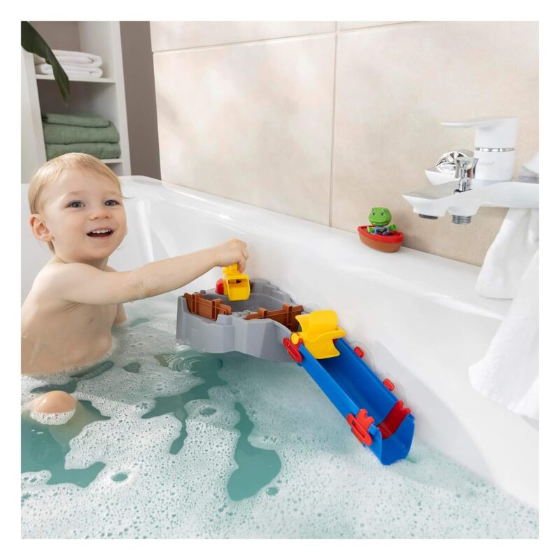 Child playing with Sploshy Mountain bath playset