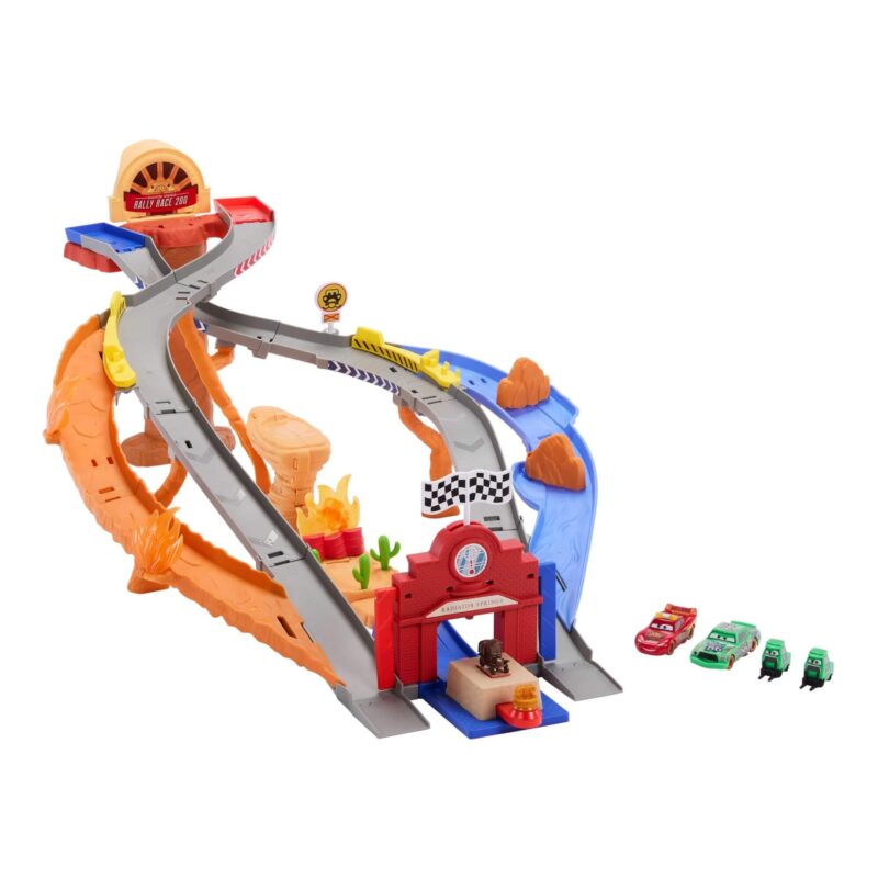 Full Cars Race & Rescue track set with vehicles assembled