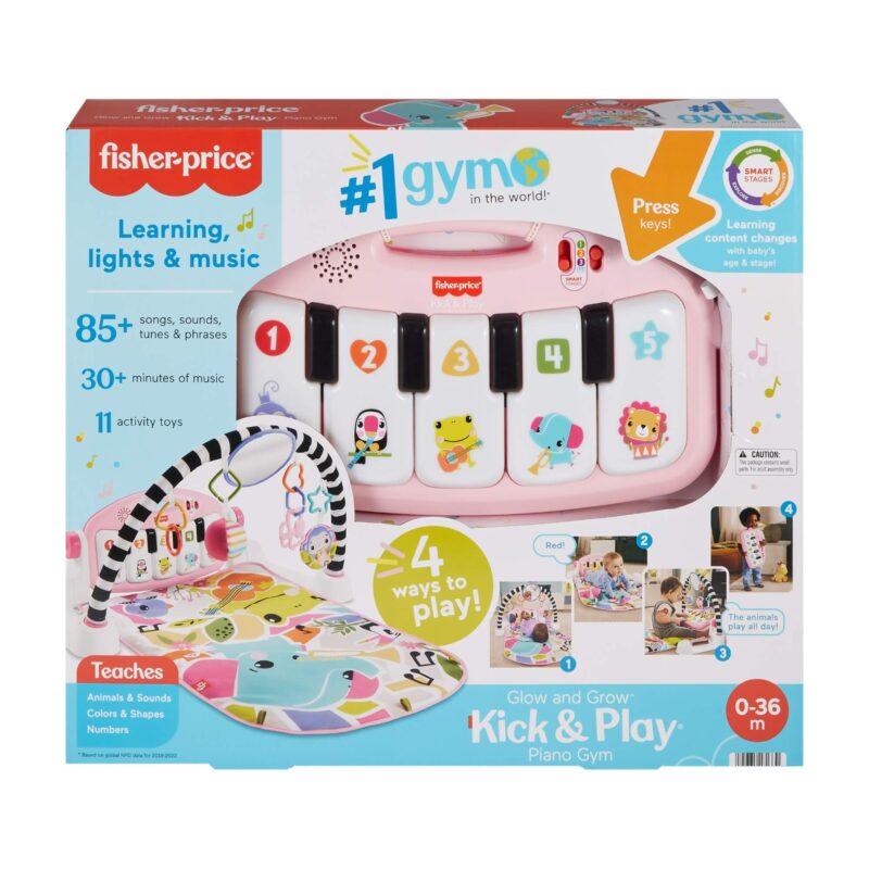 Box front of Fisher-Price Kick & Play Piano Gym (Pink)