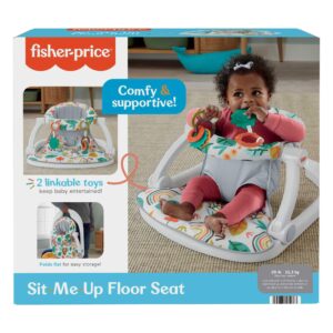 Box front of Fisher-Price Sit-Me-Up Floor Seat with baby shown on packaging