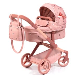 Bayer Xeo Doll Pram Coral Pink Floral