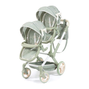 ayer Design Xeo Twin Doll Pram in soft sage green