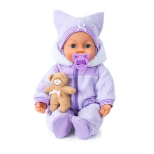 Bayer Design Piccolina Magic Eyes 46cm baby doll with teddy and pacifier