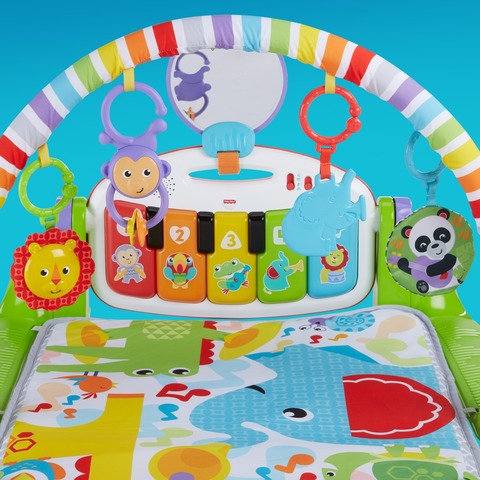 5 repositionable toys for baby to teethe, touch, rattle, and clack!